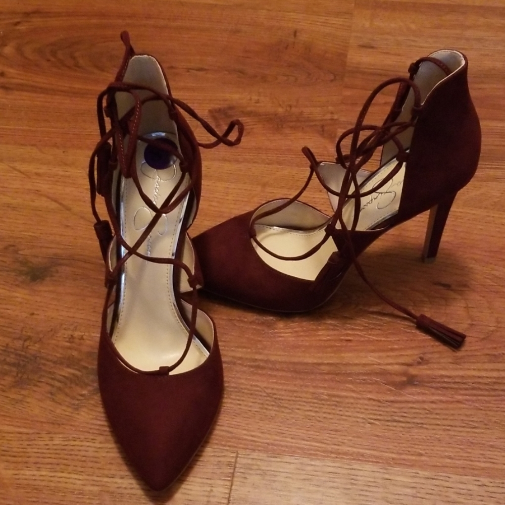 Jessica Simpson Burgundy Suede Gladiator heels